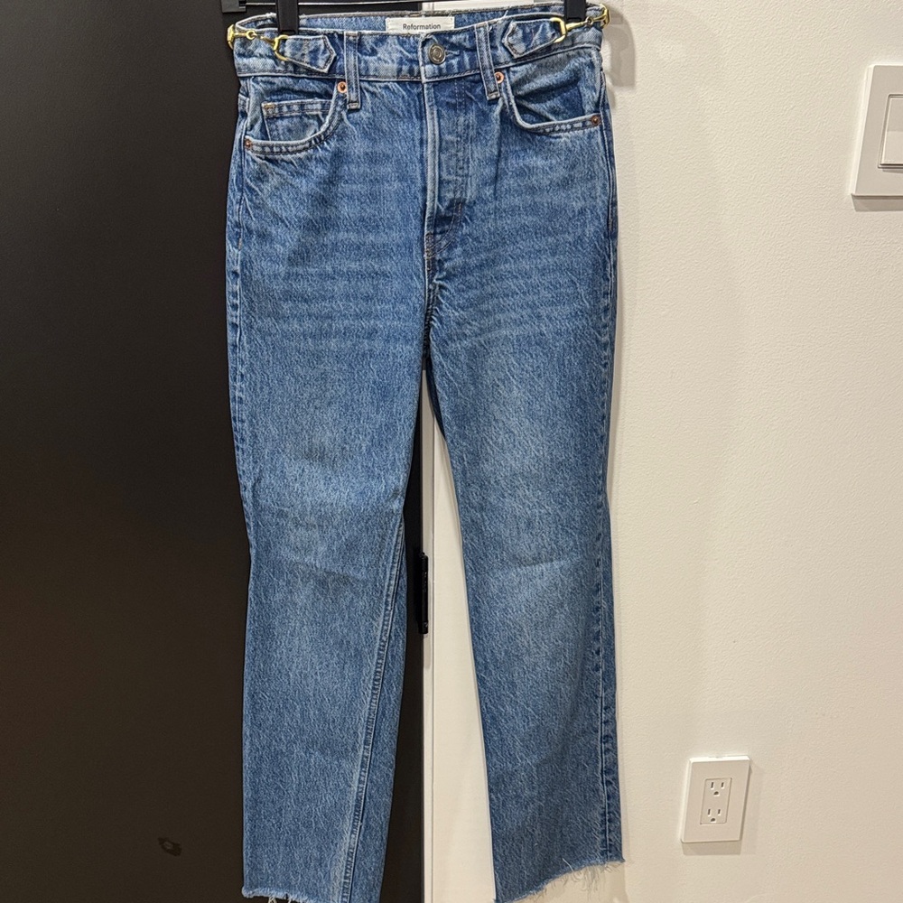 Reformation Blue Straight Leg Jeans